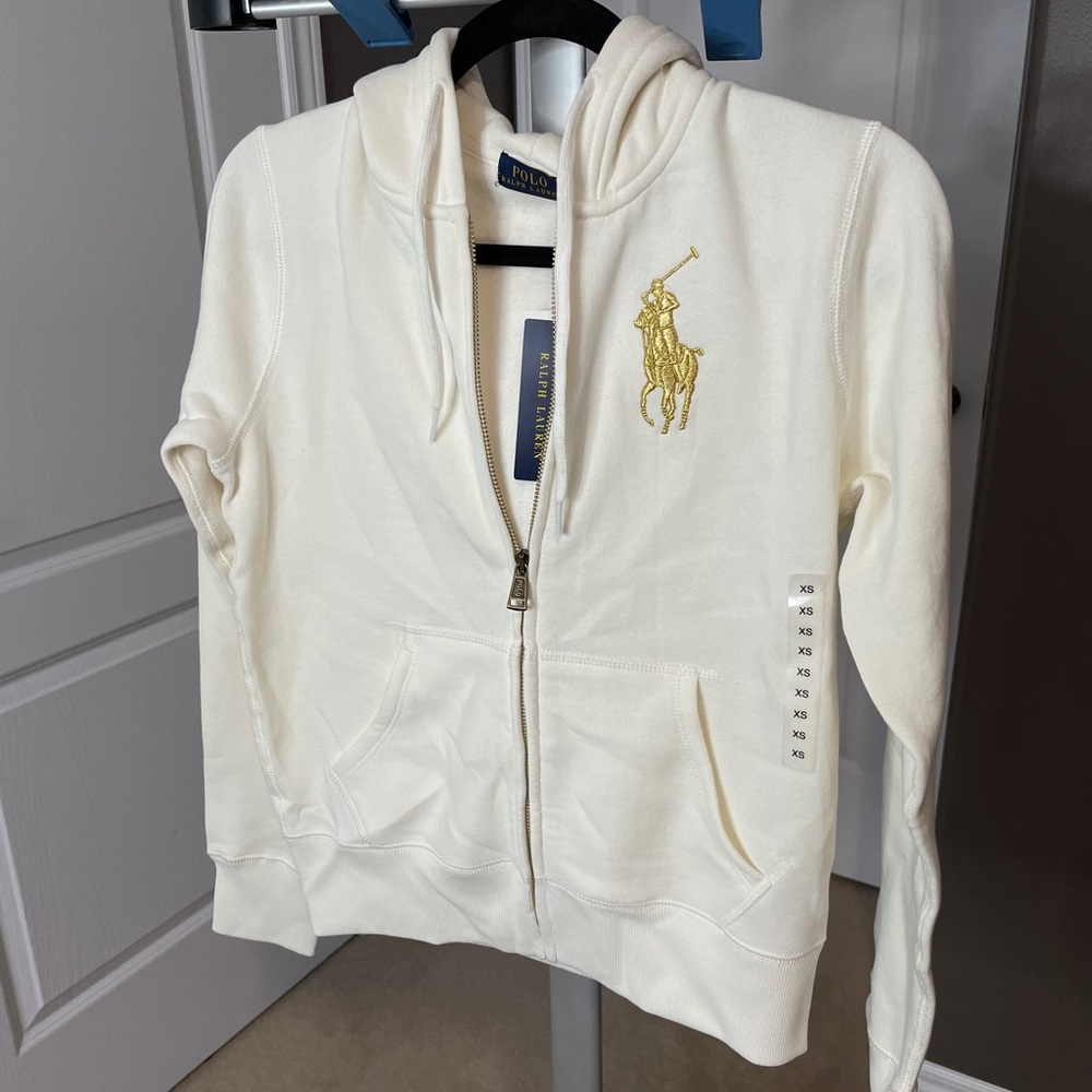 WOMEN’S Polo Cream Sweater with Gold Pony
